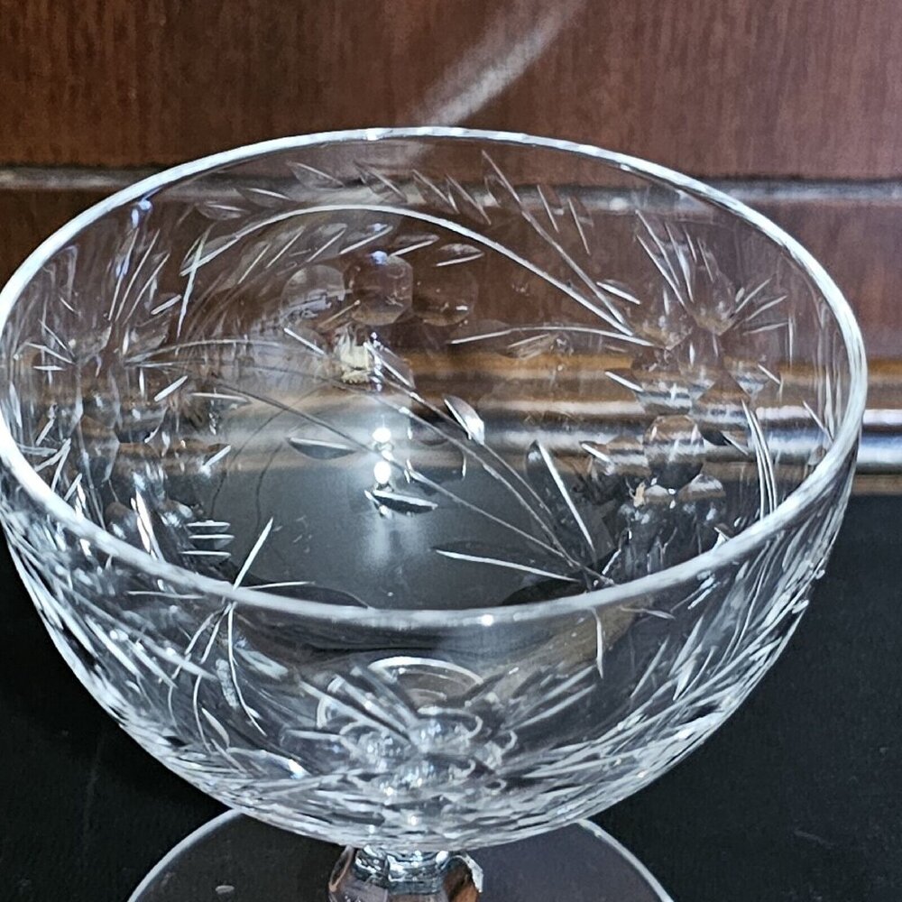 Cambridge Montrose Champagne Sherbet Glass stemware 3" short stem 4oz botanicals - Picture 6 of 12